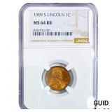 1909-S Wheat Cent NGC MS64 RB