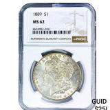 1889 Morgan Silver Dollar NGC MS62