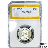 1935-S Washington Silver Quarter PGA MS66