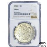 1921-S Morgan Silver Dollar NGC MS61