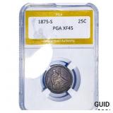 1875-S Seated Liberty Quarter PGA XF45