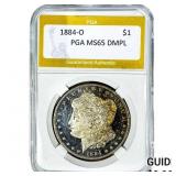 1884-O Morgan Silver Dollar PGA MS65 DMPL