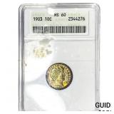 1903 Barber Dime ANACS MS60