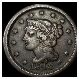 1848 Braided Hair Large Cent ABOUT UNCIRCULATED
