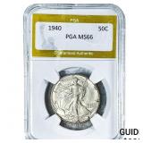1940 Walking Liberty Half Dollar PGA MS66