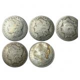 [5 Coins] 1889-1921 Morgan Silver Dollar