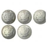 [5 Coins] 1890-1891 Morgan Silver Dollar