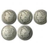 [5 Coins] 1885-1900 Morgan Silver Dollar