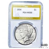 1934 Silver Peace Dollar PGA MS66
