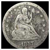 1857-O Silver Seated Liberty Quarter LIGHTLY  CIR