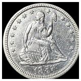 1857 Silver Seated Liberty Quarter  UNCIRCULATED