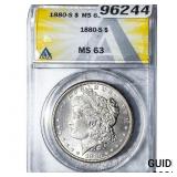 1880-S Morgan Silver Dollar ANACS MS63