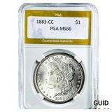 1883-CC Morgan Silver Dollar PGA MS66