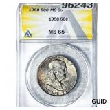 1958 Franklin Half Dollar ANACS MS65
