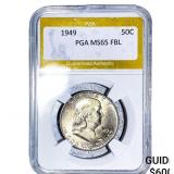 1949 Franklin Half Dollar PGA MS65 FBL