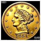 1851 $2.50 Gold Quarter Eagle CHOICE AU