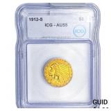 1912-S $5 Gold Half Eagle ICG AU55