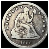 1859-O Silver Seated Liberty Quarter LIGHTLY CIRCU