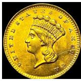 1856 Gold $1 Indian Princess Head Type 2 UNCIRCULA
