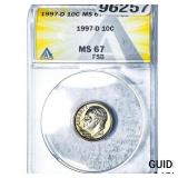 1997-D Roosevelt Dime ANACS MS67 FSB