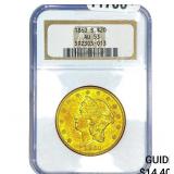 1860-S $20 Gold Double Eagle NGC AU53