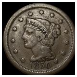 1850 Braided Hair Large Cent NEARLY UNCIRCULATED