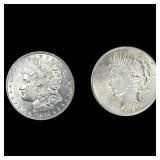 [2 Coins] 1878-1925 Morgan & Peace $1