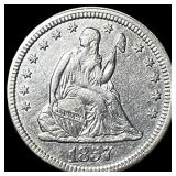1857 Silver Seated Liberty Quarter  UNCIRCULATED