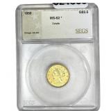 1850 $2.50 Gold Quarter Eagle SEGS MS62*