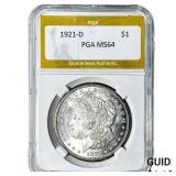 1921-D Morgan Silver Dollar PGA MS64