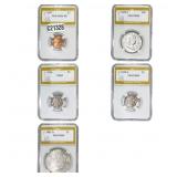 [5 Coins] 1881-1949 U.S. Coin Lot 1C-$1 PGA MS64-6