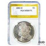 1882-O Morgan Silver Dollar PGA MS64 PL