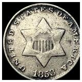 1853 Silver Three-Cent Piece LIGHTLY  CIRCULATED