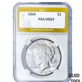 1934 Silver Peace Dollar PGA MS63