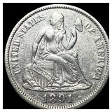 1891 Silver Seated Liberty Dime CLOSELY UNCIRCULAT