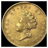 1854 Gold $1 Indian Princess Type 2 CLOSELY UNCIRC