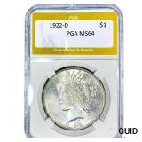 1922-D Silver Peace Dollar PGA MS64