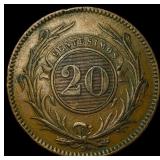 1857 Uruguay Copper 20 Centesimos