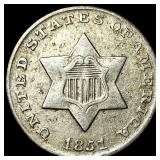 1851 Silver Three-Cent Piece LIGHTLY  CIRCULATED