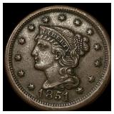 1851 Braided Hair Large Cent NEARLY UNCIRCULATED