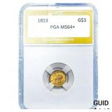 1853 Rare Gold Dollar PGA MS64+