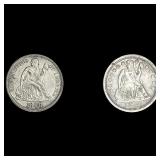 [2 Coins] 1850-1888 Seated Liberty Dime