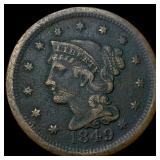 1849 Braided Hair Large Cent LIGHTLY CIRCULATED
