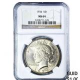 1934 Silver Peace Dollar NGC MS64