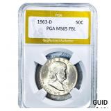 1963-D Franklin Half Dollar PGA MS65 FBL