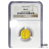 1925-D $2.50 Gold Quarter Eagle NGC MS63