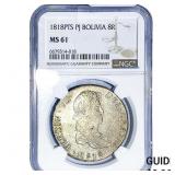 1818PTS PJ Bolivia Silver 8 Reales NGC MS61
