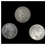 [3 Coins] 1882-1924 Morgan & Peace $1