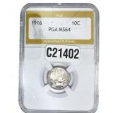 1916 Barber Dime PGA MS64