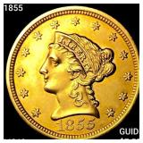1855 $2.50 Gold Quarter Eagle CHOICE BU